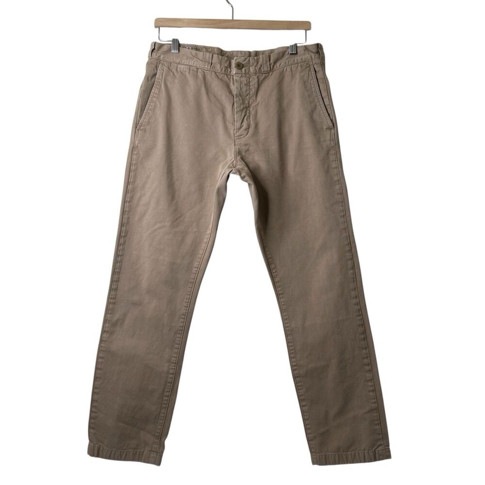 Wallace & Barnes Pants Men 32x30 Khaki Tessuti di Sondrio Italy Slim Chino Prep